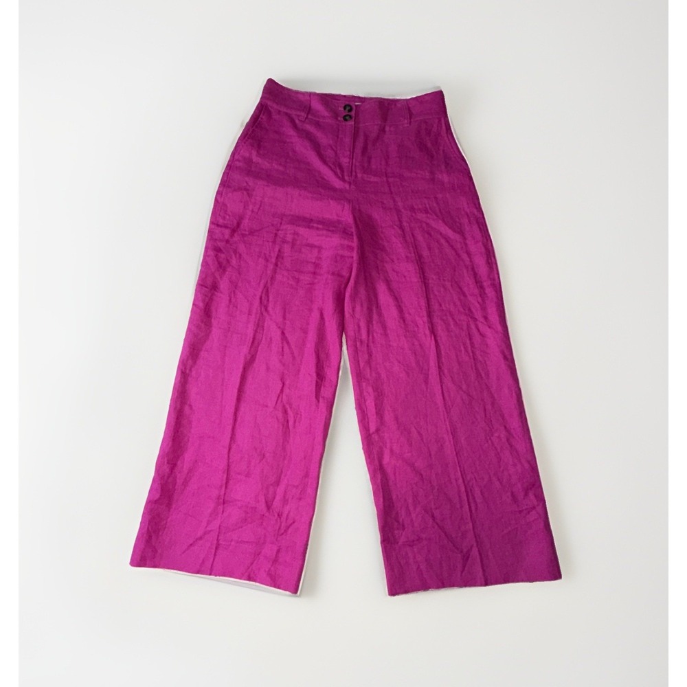 Boden 100% Linen Pink Wide Leg High Rise Pants Size US 10R / UK 14R 32x27.5